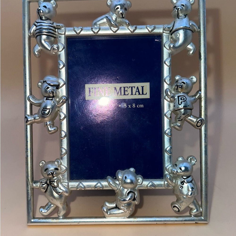 Silver Bear-Themed Metal Photo Frame